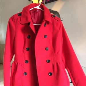 Red 3/4 Length pea coat